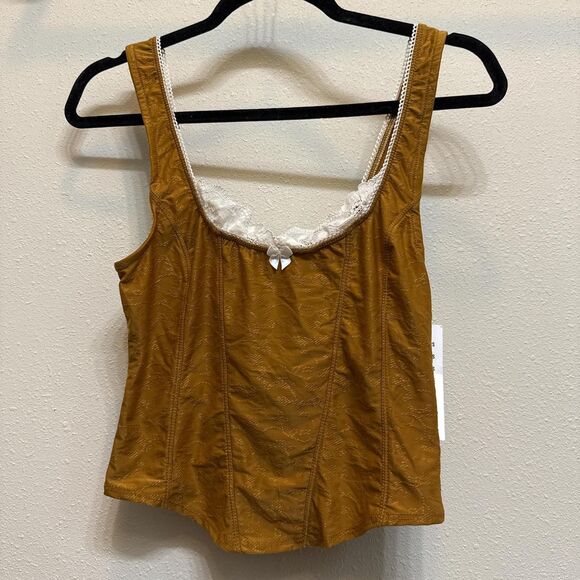 Urban Outfitters women's brown and cream bustier tank - Medium - Picture 1 of 5